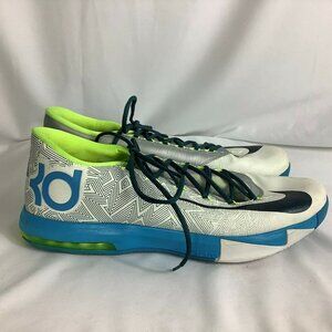 Men Niki Zoom Basketball Shoes White Blue & Green Size 17 Good Used Condition